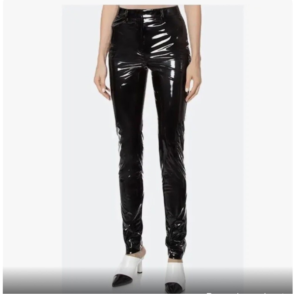 NWOT Tibi Tech Faux Patent Leather Black Pants